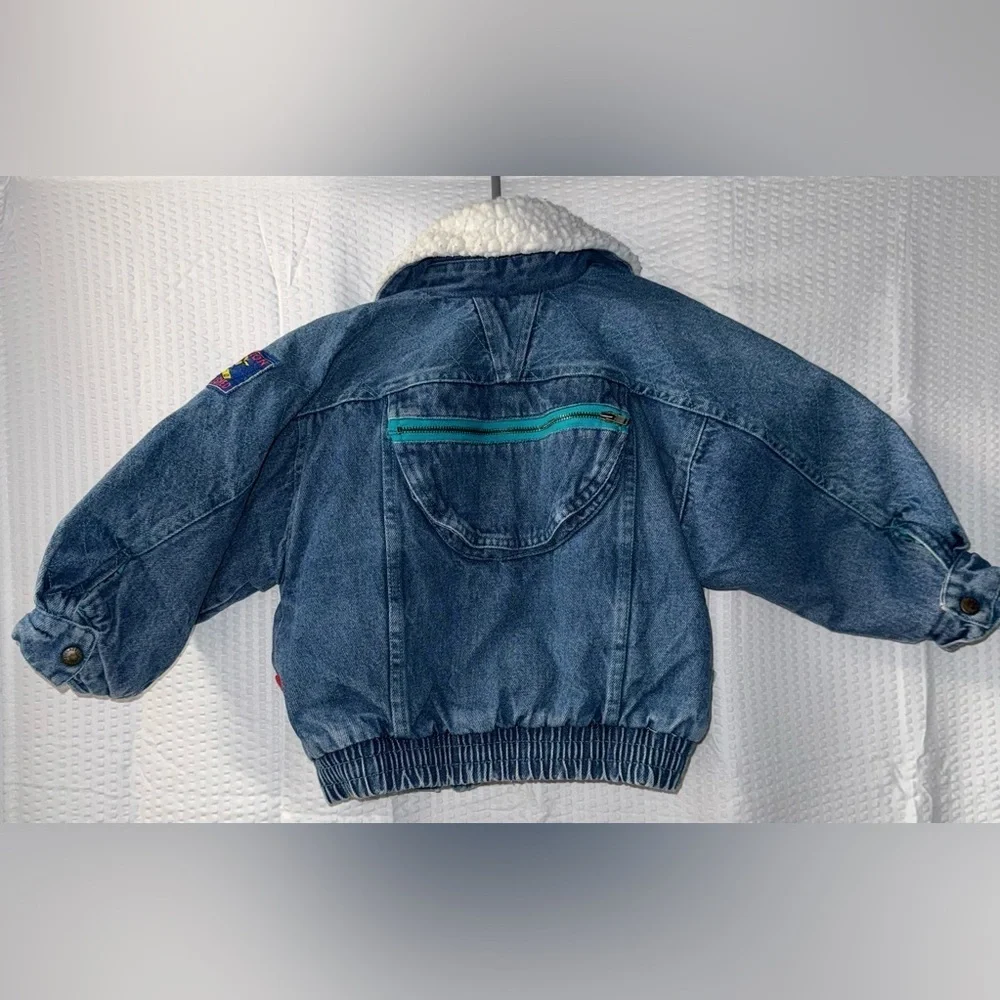 Toddler Vintage 1980s Bomber Denim Jacket Size 4T